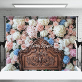 Lofaris Bloom Colorful Floral Brown Retro Headboard Backdrop